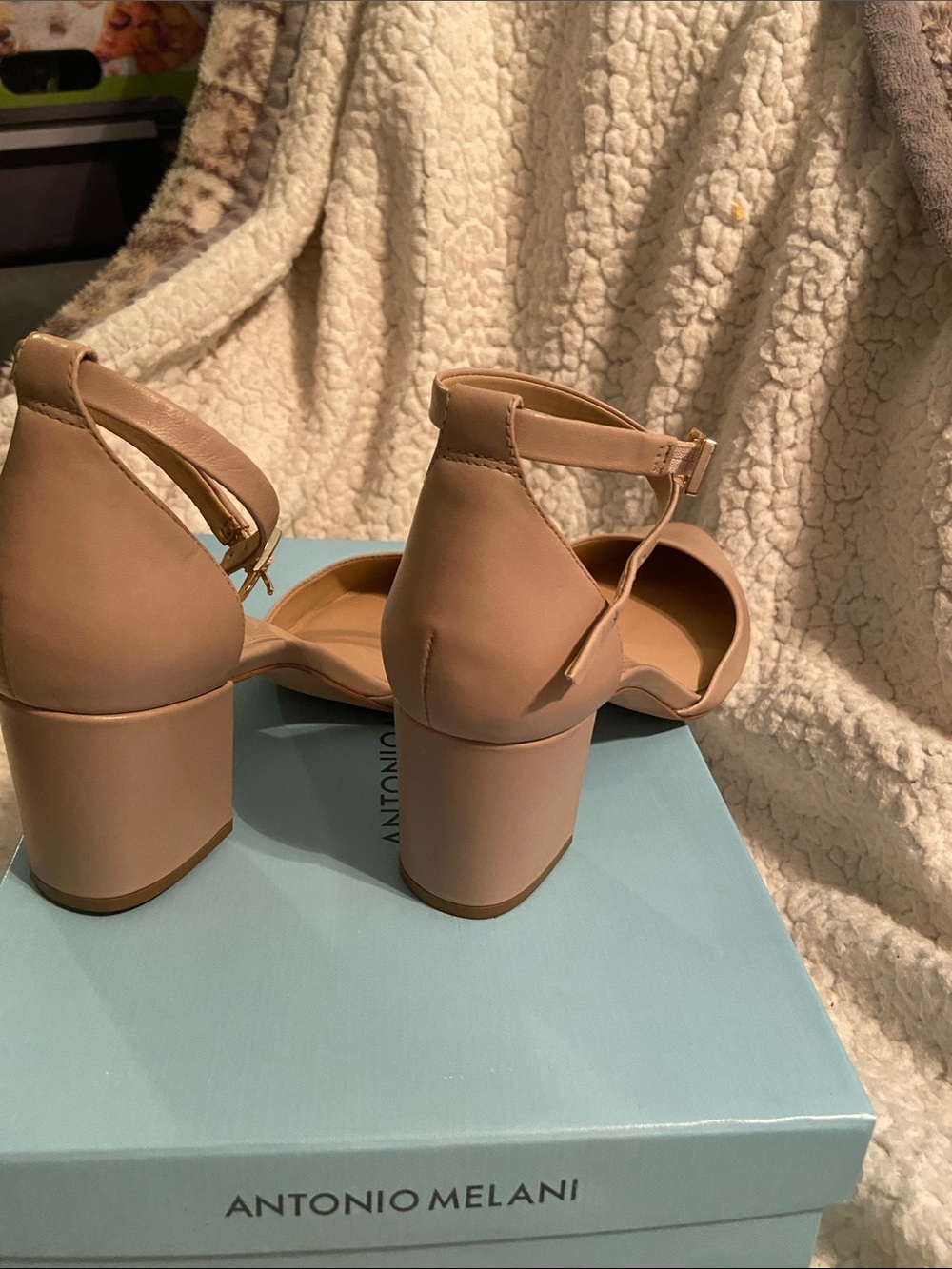 ANTONIO MELANI Pink Marble Block Heel Ankle Strap Pumps - Picture 9 of 16